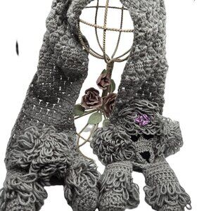 Grey Poodle Breed Puppy Dog Scarf Crochet Handmade byBren